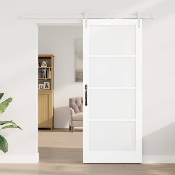 Skjutdörr 86 x 211 cm Konstruerat trä Vit