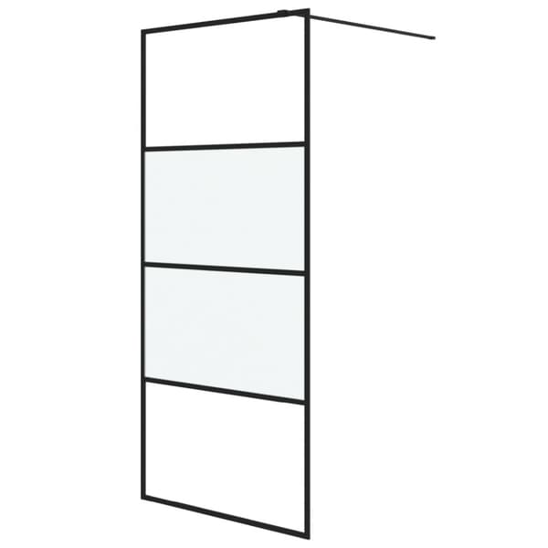 Duschvägg svart 90x195 cm halvfrostat ESG-glas