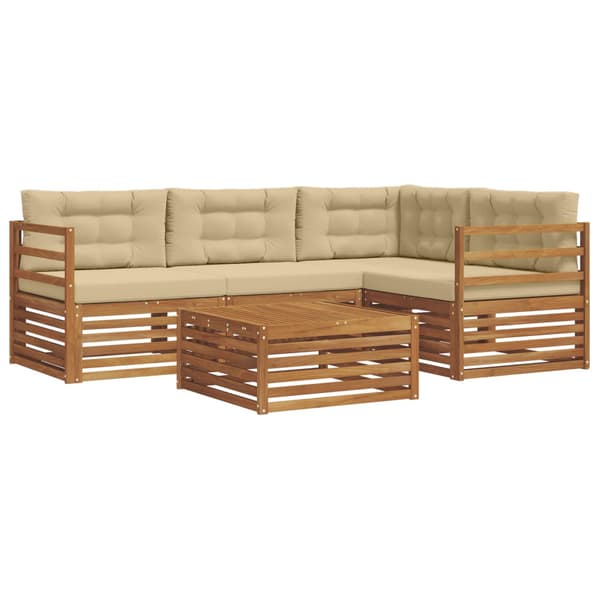 Utomhussoffset med kudde 5 pcs Naturlig och Beige