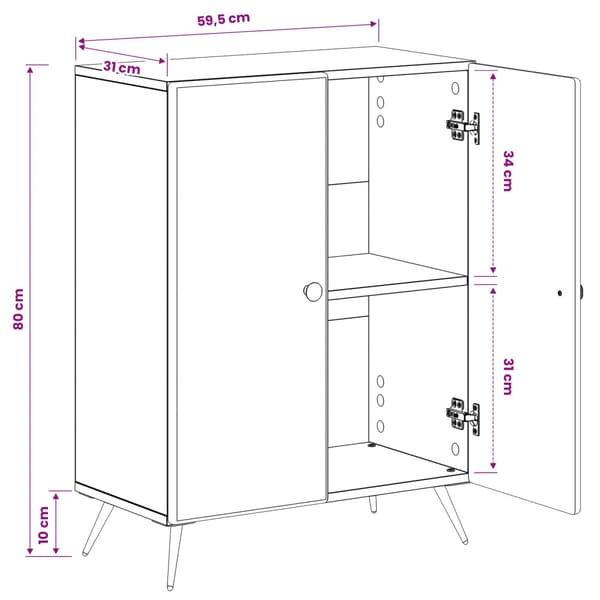 Badrumsskrubb BREDA Artisan-ek 59,5 x 31 x 80 cm