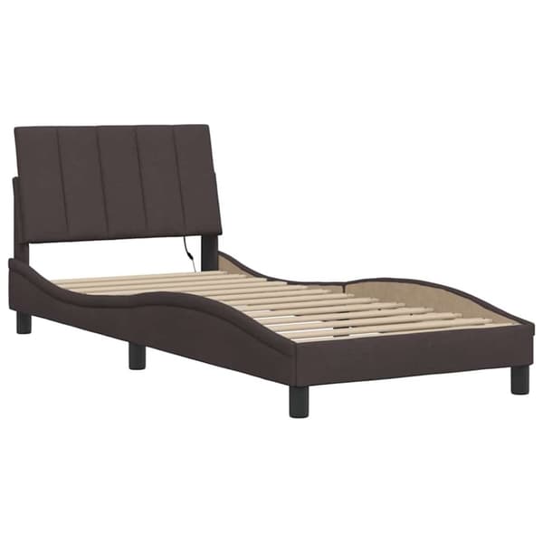 Bed Frame without Mattress "Hanko" Dark Brown 90x200cm Fabric
