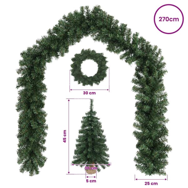 Mini-julgransset 45 cm PVC Grön