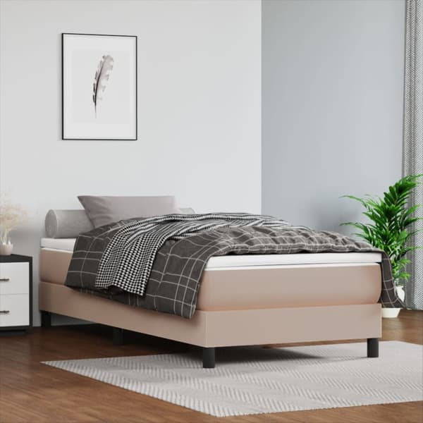 Boxspring-sängram cappuccino 90x200 cm konstläder