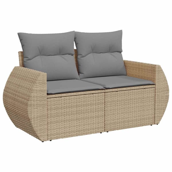 Soffset 6 st Beige och Ljusgrå Poly Rattan och stål