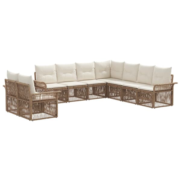 Trädgårdsoffset 9 pcs Beige konstrotting