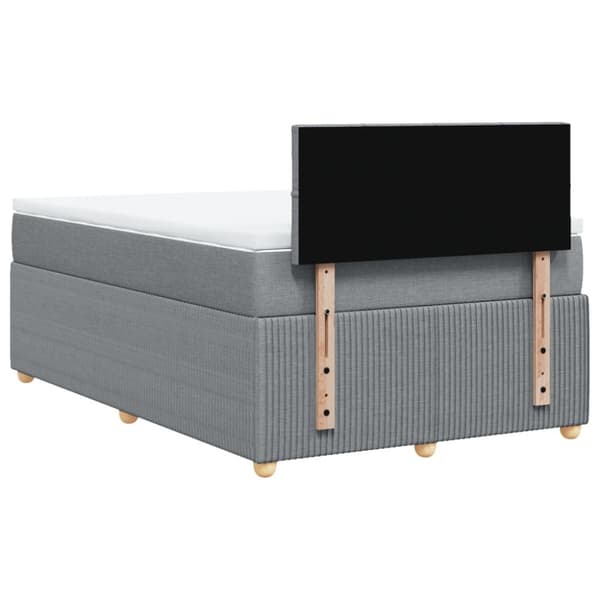 Ramsäng med madrass ljusgrå 120x200 cm tyg