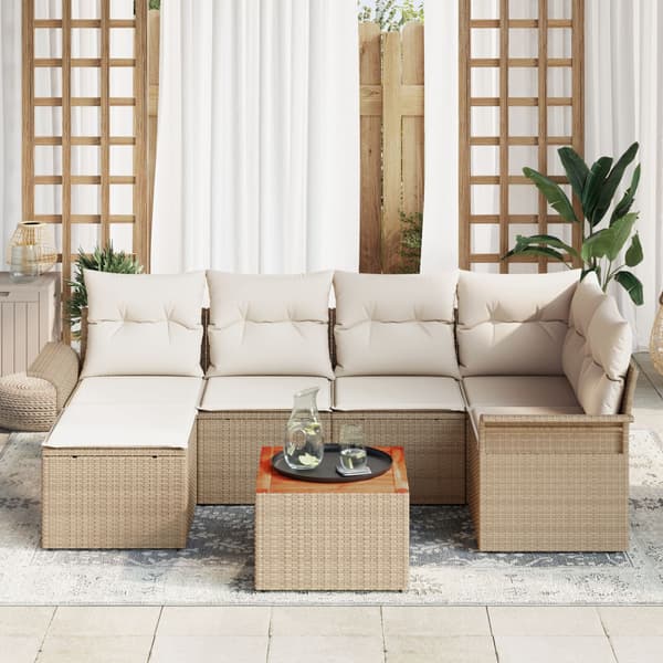 Trädgårdsoffset 7 st Beige konstrotting