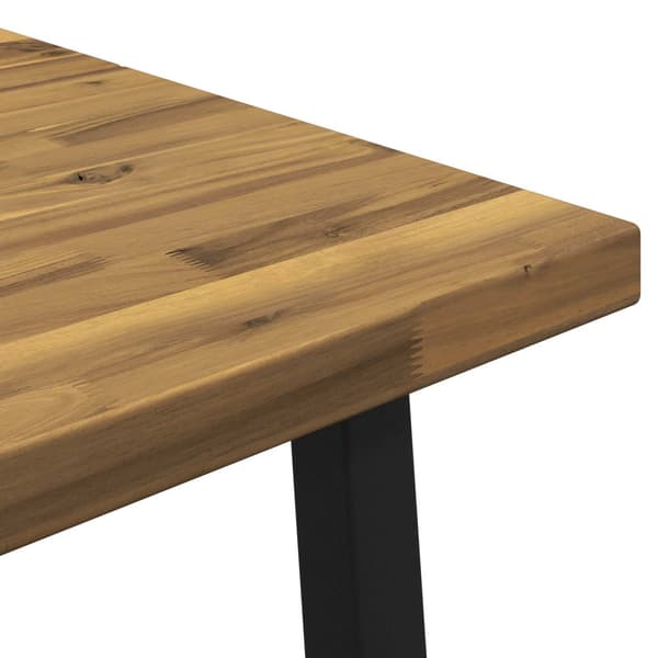 140 x 70 x 75 cm Massivt Akaciaträ Vit och svart Rektangulär