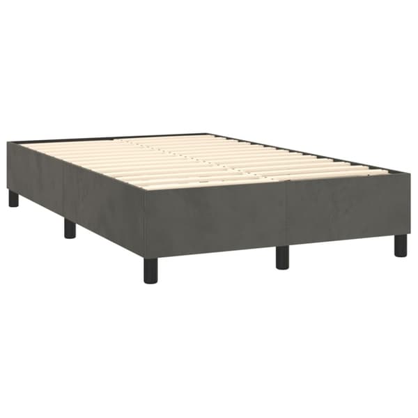 Ramsäng med madrass & LED mörkgrå 120x200 cm sammet