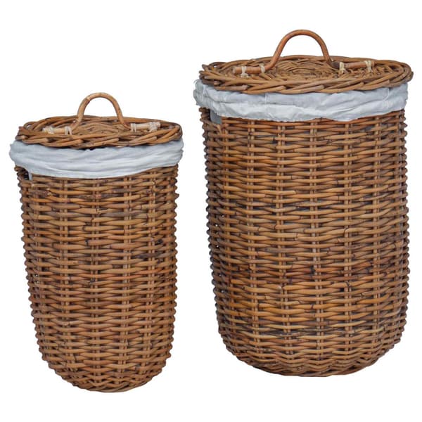 Tvättkorg 2 pcs Brun Kubu Rattan