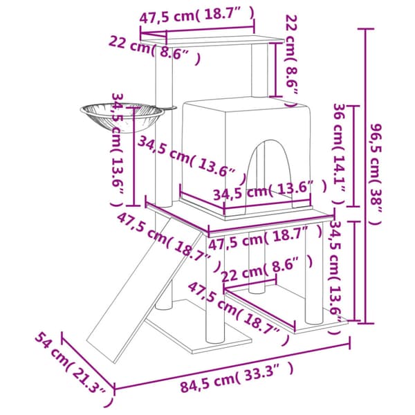 Klösträd med sisalpelare gräddvit 96,5 cm