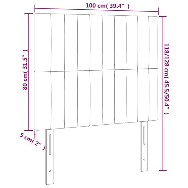 Sänggavel LED mörkgrön 100x5x118/128 cm sammet