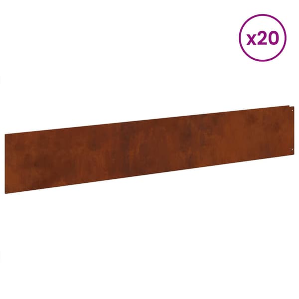 Kant för gräsmatta 20 pcs 100 x 18 cm Stål Rostig