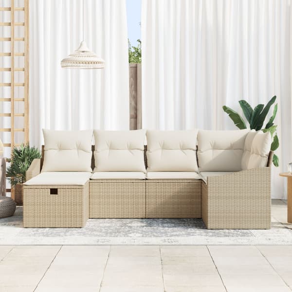 Soffset med kudde Beige och gräddfärgad konstrotting