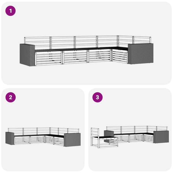 Utomhussoffset 5 pcs Naturlig 331 x 172,5 x 73 cm