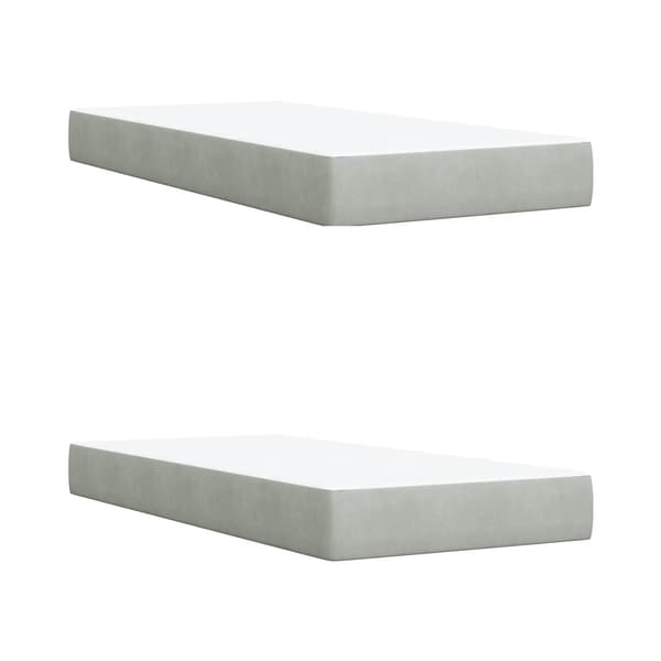 Boxspring säng med madrass och LED Ljusgrå 200 x 200 cm Sammet