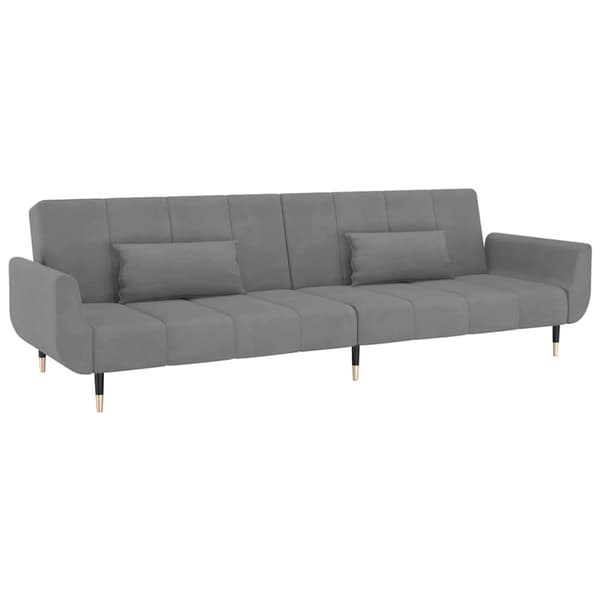 Bäddsoffa 2-sits med två kuddar ljusgrå sammet
