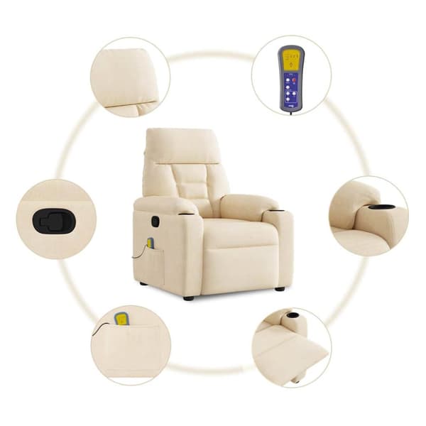 Massagefåtölj beige mikrofibertyg