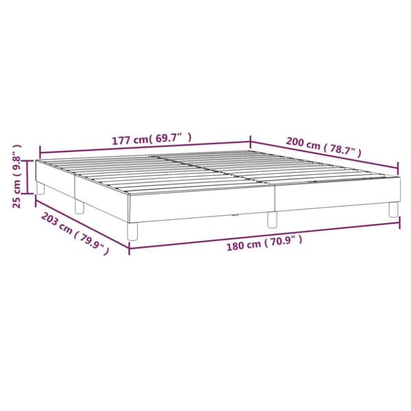 Boxspring-sängram mörkbrun 180x200 cm tyg
