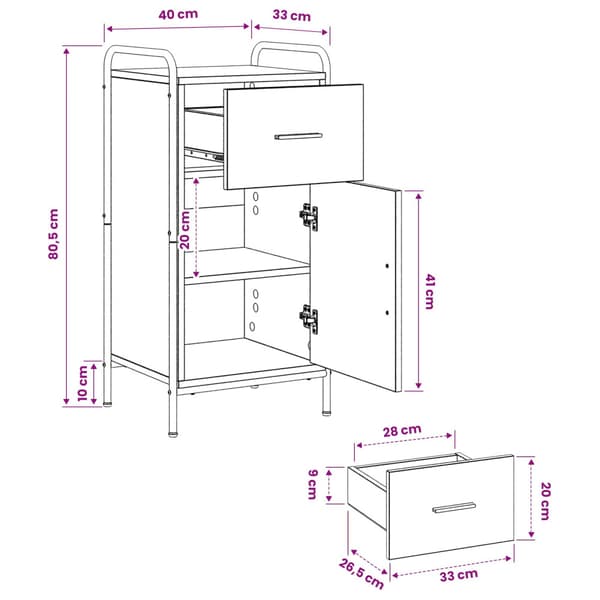 Sideboard Artisan-ek 97 x 33 x 81 cm Konstruerat trä