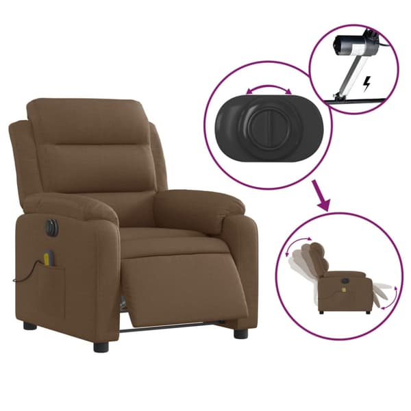 Elektrisk massagefåtölj brun tyg