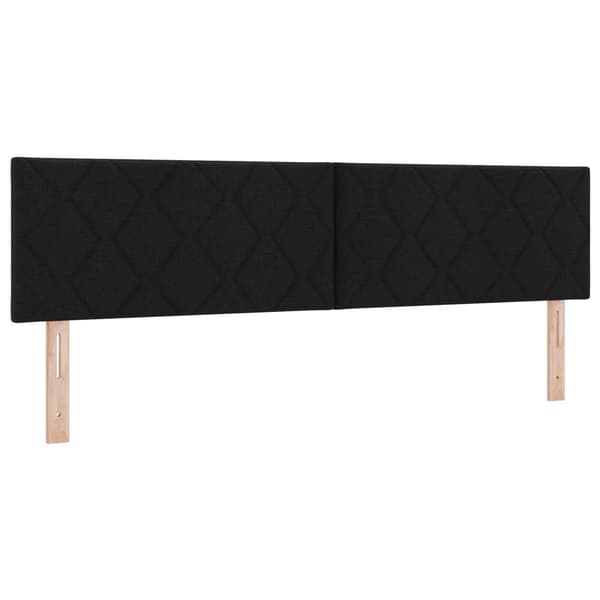 Bäddfjäder med huvudgavel Svart 180 x 200 cm tyg