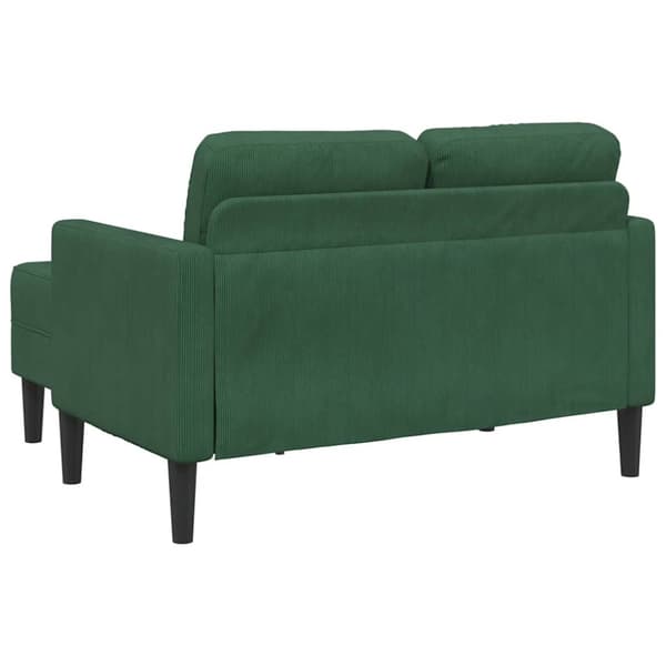 2-sitssoffa med schäslong L-formad mörkgrön 125 cm linne
