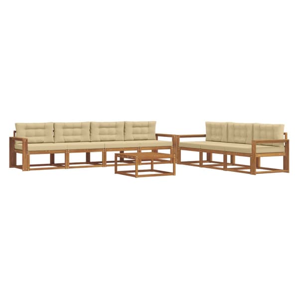 Utomhussoffset med kudde 8 pcs Naturlig och Beige