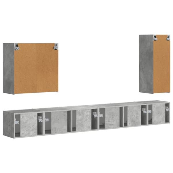 TV väggskåp set Väggmonterad 6 pcs Betonggrå
