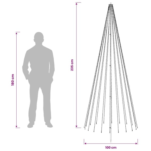 LED Julgran 235 cm 500 LED-lampor Varmvit Järn Svart