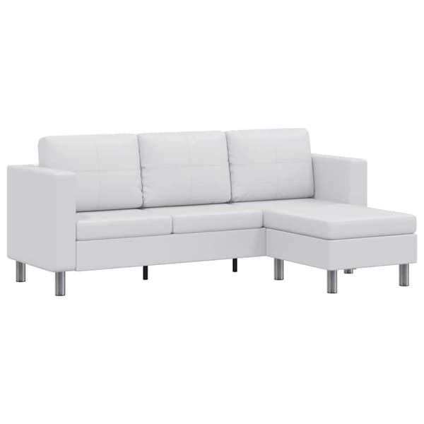 Divansoffa 3-sits konstläder vit