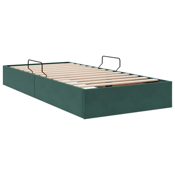 Ottoman Sängram med lagring Mörkgrön 90 x 200 cm Sammet