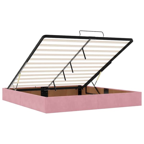 Ottoman sängram med madrasser rosa 180x200 cm sammet