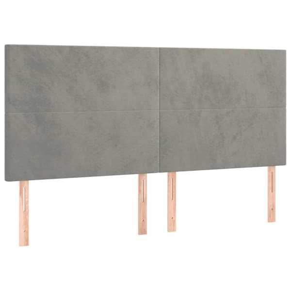 Ramsäng med madrass ljusgrå 180x200 cm sammet