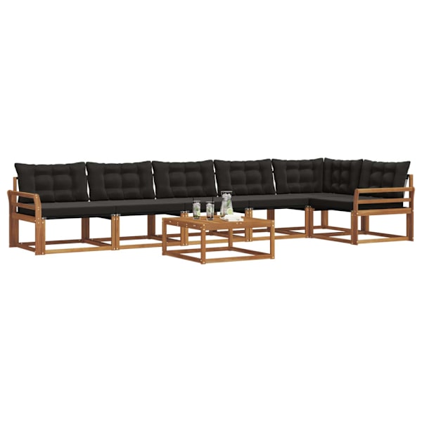 Utomhussoffset med kudde 7 pcs Naturlig och svart