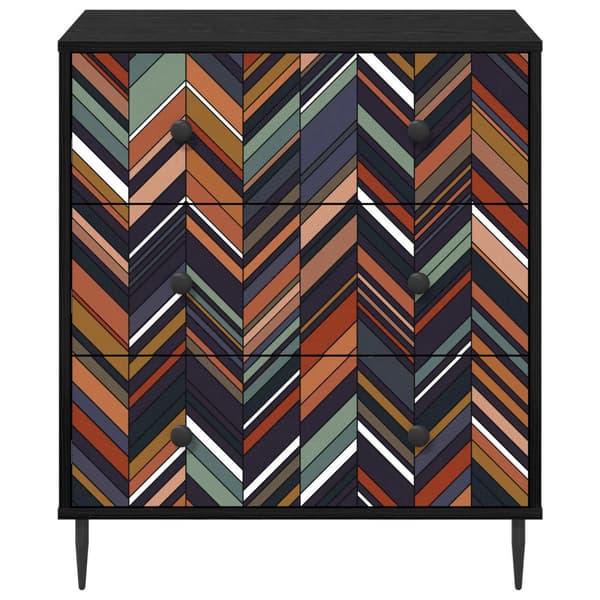 Kommode OMMEN Geometrisk tryck 66 x 36,5 x 76 cm Svart ek