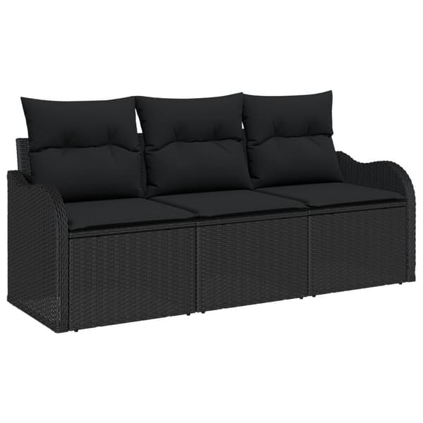 Trädgårdsoffset med lagring 3 pcs Svart Poly rattan