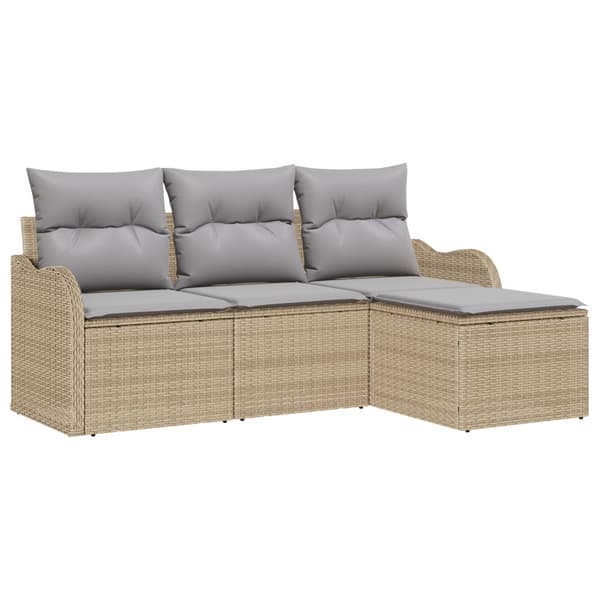 Trädgårdsoffset med lagring 4 pcs Beige konstrotting