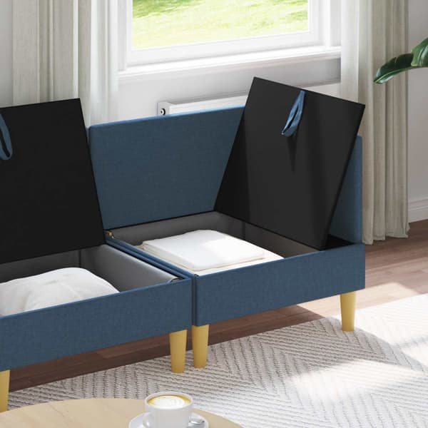 Möbelset för vardagsrummet med kudde med lagring 3 pcs Blå Tyg