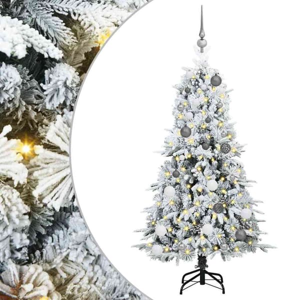 Plast Hingad Julgran med 150 LED-lampor Vit 150 cm PE och PVC
