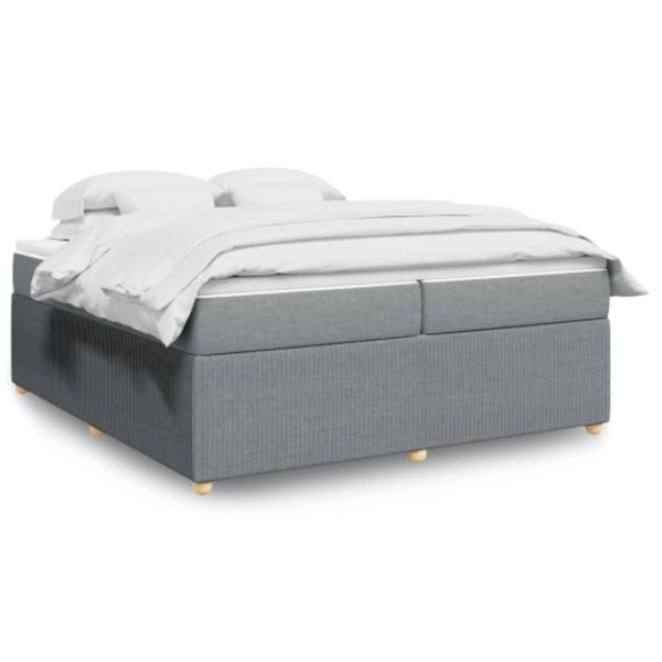 Ramsäng med madrass ljusgrå 200x200 cm tyg
