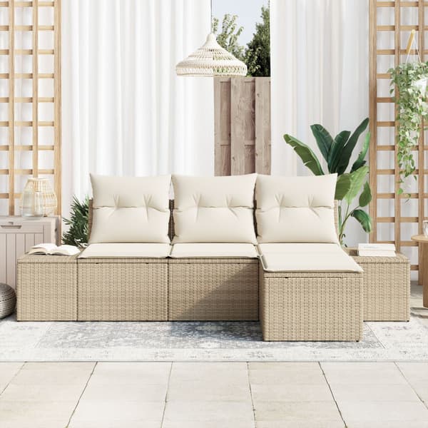 Trädgårdsoffset 4 st Beige konstrotting