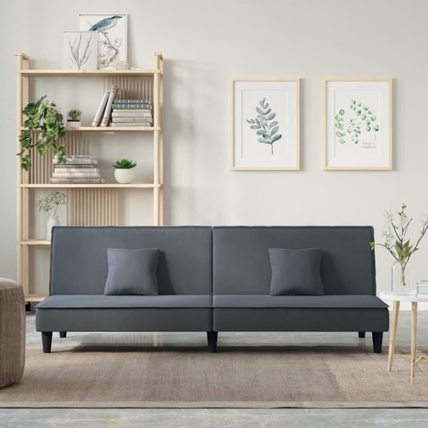 Bäddsoffa mörkgrå sammet