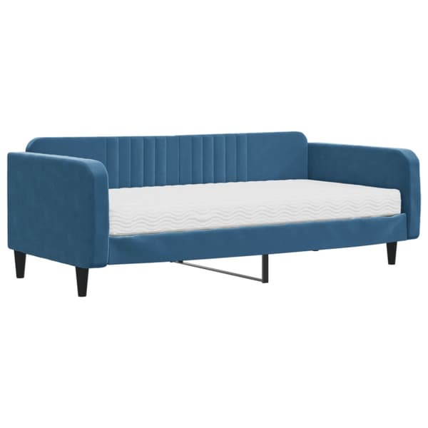 Dagbädd med madrass blå 100x200 cm sammet