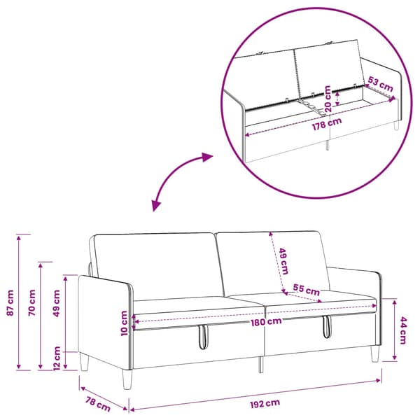Soffa med förvaring Gul 192 x 78 x 87 cm Polyester