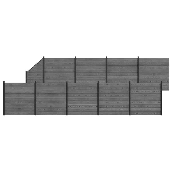 Stängselset 10 st 1657 x 186 cm WPC och aluminium Grå