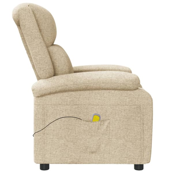 Massagefåtölj gräddvit tyg