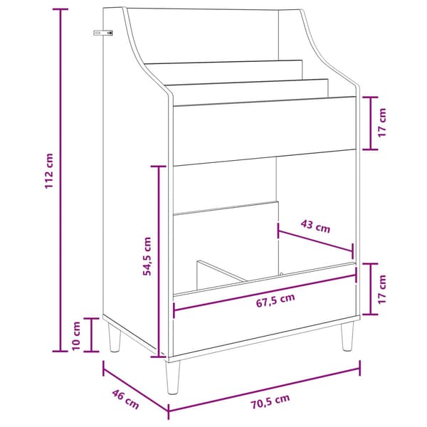 Mediasyllar Vit 70,5 x 46 x 112 cm Konstruerat trä