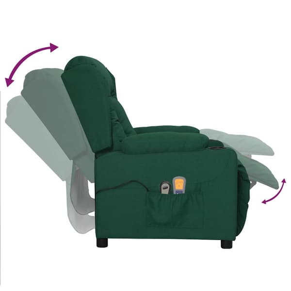 Massagefåtölj mörkgrön tyg