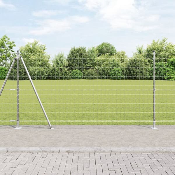Stängsel med stolpe Silver 1,2 x 10 m Stål